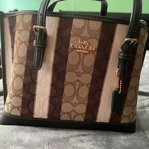 Brown/cream/white Coach bag